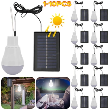 1-10 ADET LED güneş lamba ampulü açık su geçirmez taşınabilir ampul ışıkları güneş bahçe asma ışık yürüyüş balıkçılık acil durum ışıkları