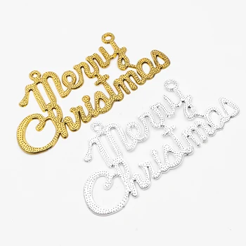 1/10 Adet Noel Ağacı Asılı Süsleme İngilizce Mektup Merry Christmas Kolye Plastik Noel Kolye Parti Dekor Altın Gümüş