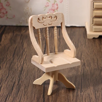 1:12 Evcilik Minyatür Mobilya Sandalye Ahşap Ofis patron sandalyesi Bebek için Aksiyon Figürleri Modelleri