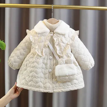 1 2 3 4 Yıl Bebek Kız Kış Ceket Noel Tatlı Prenses Kız Ceket Kalınlaşmak Sıcak Çocuk Giyim Giyim doğum günü hediyesi