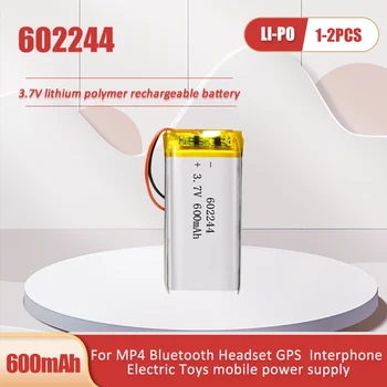 1-2 ADET 602244 3.7 V 600mAh Lityum Polimer Pil İçin led ışık Kaydedici Uzaktan Kumanda MP3 MP4 GPS Li-İon Şarj Edilebilir Batteria