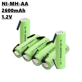 1.2 V AA Ni-Mh 2A şarj edilebilir pil, 1.2 V, 2600 mAh, kaynak parçası ile, elektrikli tıraş makinesi için uygun, elektrikli diş fırçası, vb