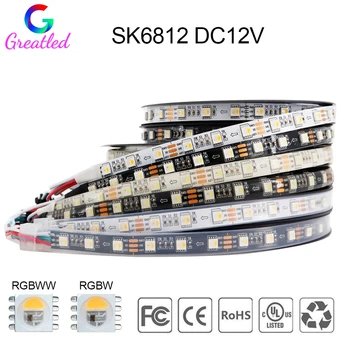 1-5 M SK6812 RGBW RGBWW LED şerit ışık 5050SMD 4 İN 1 60 LEDs / m adreslenebilir LED piksel bant beyaz / siyah PCB IP30 IP65 IP67 DC12V