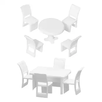1/50 mobilya seti Yemek Sandalyesi Masa Bina Modeli Kitleri Diorama Aksesuarı Diorama Mikro Peyzaj Düzeni Dekor