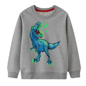 1-8 Yıl Gri Aydınlık Erkek Hoody Dinozor Hoodies karanlıkta parlayan Unisex Giyim Çocuk Giysileri 3 4 6 8 Yaşında 239554