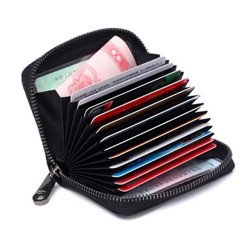 1 ADET Erkekler İş kart tutucu Hakiki Deri Kredi kart tutucu Kadın Fermuarlı Cebi Unisex Kart Durumda Fermuarlı bozuk para cüzdanı