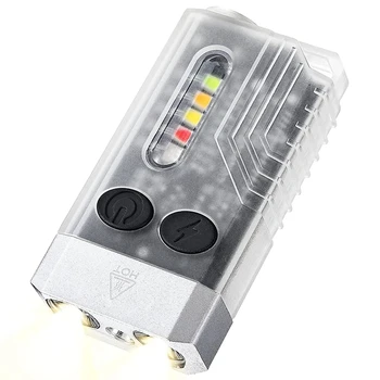 1 Adet Mini LED Anahtarlık El Feneri, Şarj Edilebilir cep feneri Küçük Güçlü Meşale IPX4 14 Modlu
