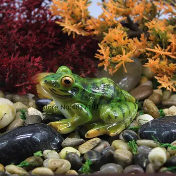 1 adet Simülasyon Yeşil Kurbağa Bonsai Dekorasyon Kurbağa Heykelcik Heykeli Fotoğraf Süs Peyzaj El Sanatları Bahçe Ev Dekor