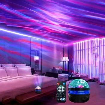 1 adet yıldızlı projektör ışık 7 renk desenleri ve uzaktan Kumanda, polar projektör gece lambası Yatak odası atmosferi