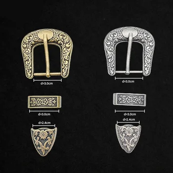 1 Takım Bronz Etnik Metal Kanca Üç Parçalı Pin Tokaları Kemer Metal Baskı Bel Aksesuarları 3cm Çaplı Alaşım Kemer Tokası