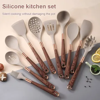 1 takım Kayısı / Siyah Mutfak seti Silikon Malzeme Hiçbir Zarar Pot 5 takım Seçenekleri, mutfak Pişirme için Mutfak Eşyaları