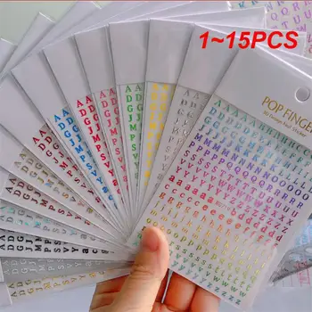 1 ~ 15 ADET Geri Tutkal Tırnak Çıkartmalar Mektup Çıkartmalar Alfabe Sticker Metin ve Sayılar Nail Art Etiketler Tırnak süslü çıkartmalar Tırnak