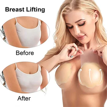1 Çift Silikon Meme Kapağı Yukarı Kaldırın Sutyen Etiket Yapışkanlı Görünmez Sütyen Göğüs Yama Kadınlar için Yeniden Kullanılabilir Göğüs Meme Yaprakları Pedleri