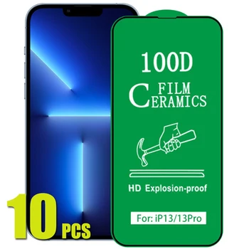 10 adet 100D Seramik Film Ekran Koruyucu HD Anti-şok Patlama iPhone 15 Pro Max 14 Artı 13 Mini 12 11 XS XR X 8 7 SE