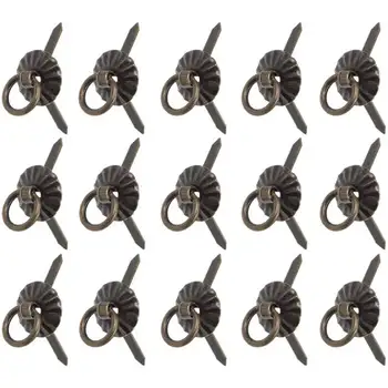 10 adet Mini Halka Kolu çeker Antik Bronz Kolları Takı Çekmece çekme halkası Brad Bağlantı Elemanları DIY Dekoratif Kutu Göğüs Dolabı