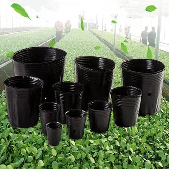 10 Adet Siyah Plastik Bitki Beslenme Fincan Kreş Büyümek Dikim Tencere Çevre Fide Yetiştirme Çanta Orman Bahçe Malzemeleri