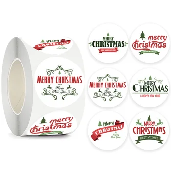 100-500 adet Noel Çıkartmalar Zarf 2.5 CM Yuvarlak Merry Christmas Çıkartmalar 4 Tasarımlar Noel dekorasyon çıkartmaları