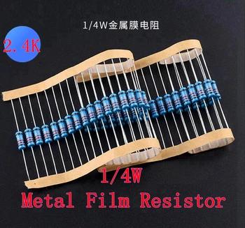 (100 adet) 2.4 K 2K4 ohm 1/4 W Metal Film Rezistans 2.4 K 2K4 ohm 0.25 W 1 % ROHS