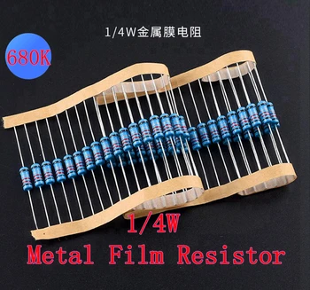 (100 adet) 680 K ohm 1/4 W Metal Film Rezistans 680 K ohm 0.25 W 1 % ROHS