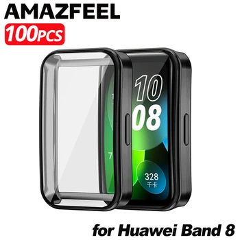 100 adet Kılıf İçin Huawei Band 8 Ekran Koruyucu Film TPU Kılıf için Huawei Band 8 kordon akıllı saat Koruyucu Tampon Aksesuarları