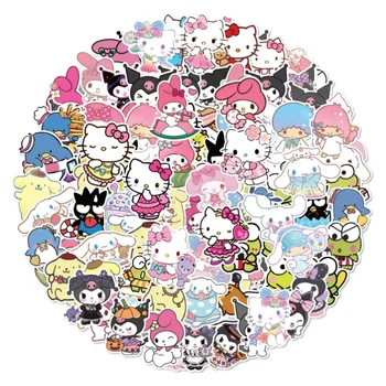 100 adet Sanrio Mix Karikatür Hello Kitty Kuromi Melodi Çıkartmalar Graffiti Çıkartması Dizüstü Bagaj Kaykay Su Geçirmez Etiket Çocuk Oyuncak