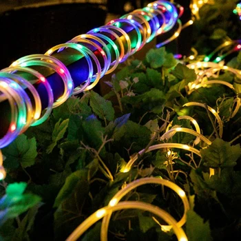 100 LED güneş dize ışık su geçirmez halat boru ışıkları açık bahçe ağacı lambası