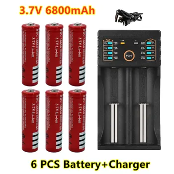 100% Original 18650 batterie 3,7V 6800mAh wiederaufladbare liion batterie für Led taschenlampe batery litio batterie + ladegerät