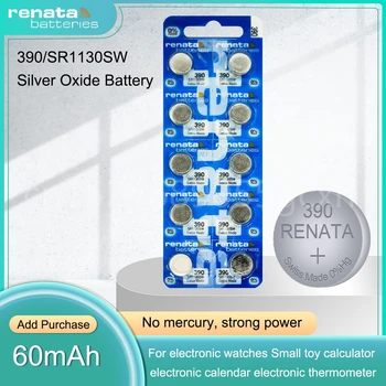 100 % Orijinal Renata 390 SR1130SW AG10 389 LR54 LR1131 1.55 V Gümüş Oksit Pil için İzle Hesap Makinesi İsviçre Yapımı Düğme Hücre