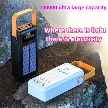 100000 ultra büyük kapasiteli açık kamp güneş enerjisi şarj bankası cep telefonu dayanıklı evrensel mobil güç kaynağı