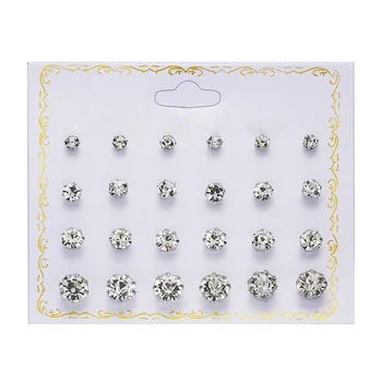 12 çift / takım Kristal Simüle inci küpeler Seti Kadınlar Takı Aksesuarları Piercing top düğme küpe seti Bijuteri brincos