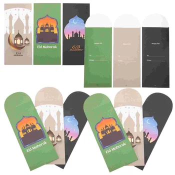 18 adet Eid Mubarak Kutlama Para Zarfları Müslüman Festivali Kağıt Zarflar