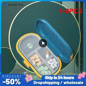 1~8 ADET Taşınabilir Seyahat Hap kutusu Plastik ilaç saklama Kabı Moistureproof Hap Kesici Organizatör Büyük Kapasiteli