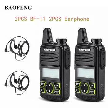 2 ADET Baofeng BF-T1 Mını Taşınabilir iki yönlü Telsiz BFT1 UHF 400-470MHz 20CH Amatör FM Verici Walkie Talkie Kulaklık ile