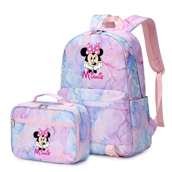 2 adet Disney Mickey Minnie Mouse Çok Cep Sırt Çantası Öğle Yemeği Çantası Sırt Çantası Rahat Okul Çantaları Erkekler Kadınlar Gençler için Setleri