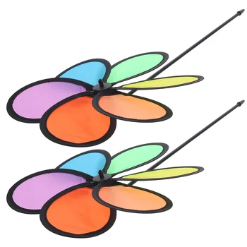 2 adet Gökkuşağı Üçlü Tekerlek Gökkuşağı Yel Değirmenleri Rüzgar Spinners Renkli Whirl Fırıldak Parti Iyilik İçin Açık Çim Çiçek