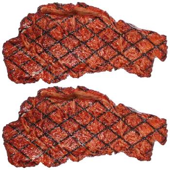 2 Adet Gıda Modeli Peluş Yastık Yapay Biftek Süslemeleri Sahte Sahne Plastik Et Seyahat Süsler