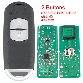 2 Düğmeler 433 MHz Anahtarsız Akıllı Uzaktan Araba Anahtarı Fob ile ID49 Çip SKE13E-01 SKE13E-02 MAZDA-CX-3 Axela-CX - 5 Atenza Modelleri