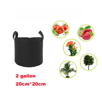 2 Galon 20x20cm Kumaş Çanta Büyümek Keçe Bitki saplı çanta Patates Sebze Büyüyen Ekici Dikey Saksı Siyah Renk