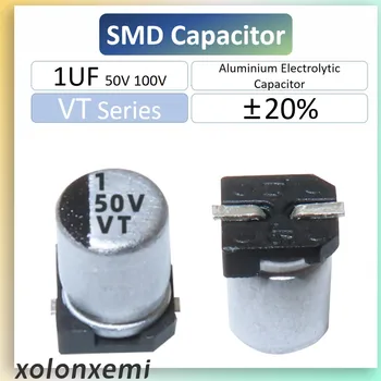 20/40 adet 1uF SMD Alüminyum elektrolitik kondansatör 50V 100V 20% Özelleştirme Kabul VT Serisi Katı Kapasite 1uF50V 1uF100V