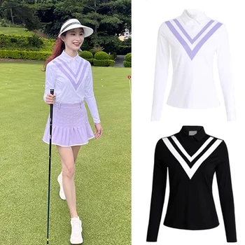 2023 Golf kadın POLO GÖMLEK GİYİM seti Bayanlar Sonbahar / kış Jersey Kısa Etek Hızlı Kuru Üst Kadın Golf Giyim