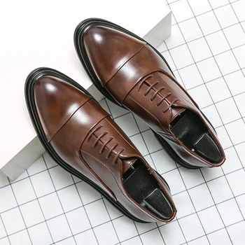 2023 iş yeni moda erkek ayakkabıları deri erkek düğün oxford ayakkabı lace up ofis gündelik erkek ayakkabısı lüks resmi 38-46