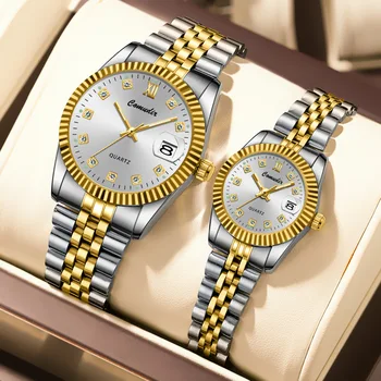 2023 Lüks İzle Erkekler Kadınlar İçin Aydınlık Moda Çift Severler kuvars bilek saatleri İş Gümüş Altın hediyelik saat Reloj Hombre