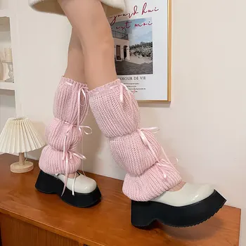 2023 Y2k Kabarcık Fener Askısı Bacak Kapakları Bale Örme Çorap Pembe Kız bacak ısıtıcıları Harajuku bot paçaları Japon JK Lolita Çorap