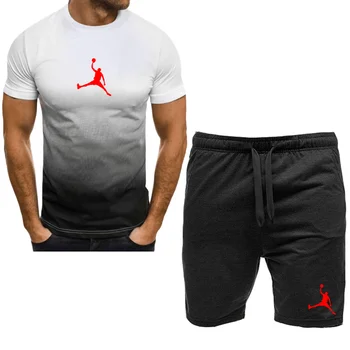 2023 Yaz Sıcak erkek tişört + şort takımı erkek spor seti Marka LOGOSU Baskı Eğlence Moda Polyester kısa kollu tişört Seti