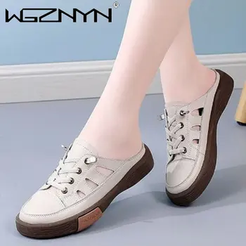 2023 Yeni Kadın Terlik Moda İçi Boş gündelik ayakkabı Yaz Nefes Katır Ayakkabı Rahat Düz Ayakkabı Düz Kadın Ayakkabı