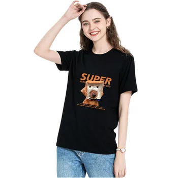 2023 Yeni Komik Ekmek Köpek Baskılı Kadın Erkek T Shirt Yaz Moda Kısa Kollu Saf Pamuk Ekip Boyun Tee Bluz Tops