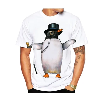 2023 Yeni Moda Hayvan Penguen 3D Baskı kısa kollu tişört erkek / kadın Komik Trend günlük t-shirt