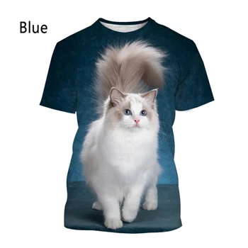 2023 Yeni Moda Kedi 3d baskılı tişört erkek ve kadın Yaz Rahat Kısa kollu Kedi Gömlek Tops