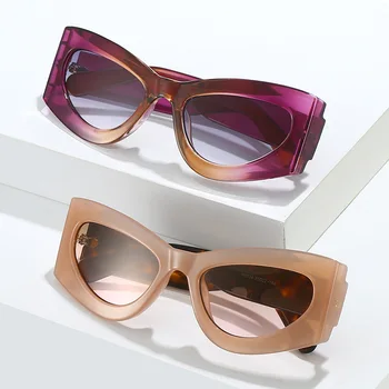 2023 Yeni Moda Kedi Gözü Güneş Gözlüğü Kadın Erkek Wrap Vintage PC Reçine Lens Çerçeve Marka Tasarımcısı Trend Gözlük güneş gözlüğü UV400