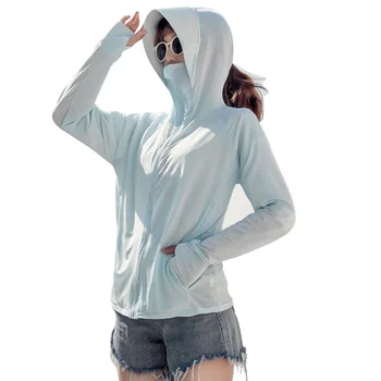 2023 Yeni Yaz Buz İpek güneş koruma giyimi kadın Uzun Kollu Gömlek Nefes